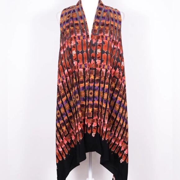 W by Worth Multicolor Patterned Vest Kimono Oversized Small‎ - Picture 1 of 9